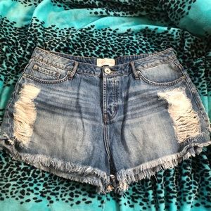 Never worn Distressed denim shorts